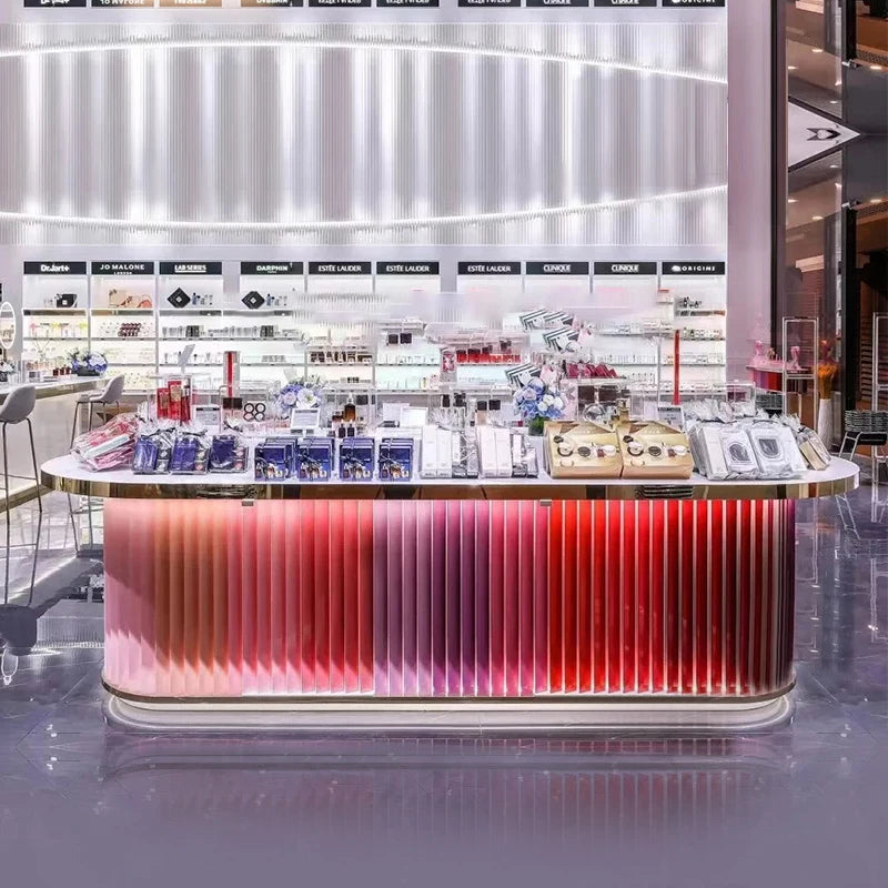 Cosmetics display cabinet, beauty salon cabinet, skin care product display, island display cabinet, shelf, shelf, baking varnish