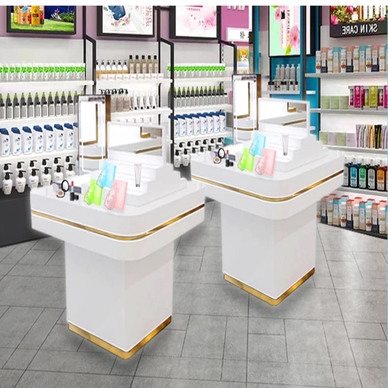 Cosmetics display cabinet, island cabinet, facial mask, perfume, beauty salon, jewelry display table