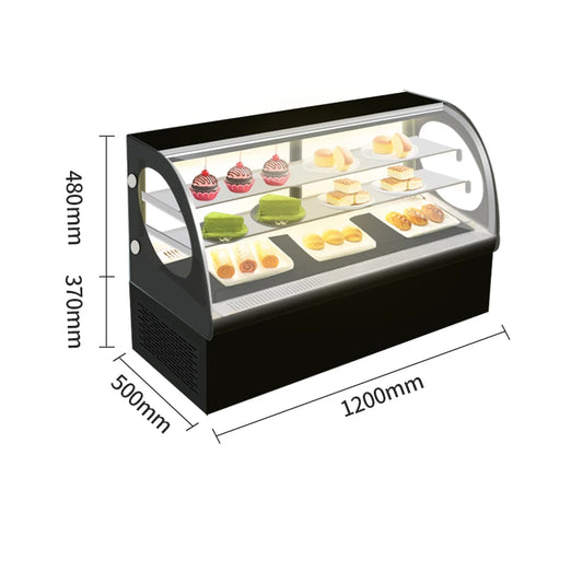 Counter-type fresh-keeping display cabinet refrigerated fruit cake sushi small refrigerated cabinet right angle arc cabinet