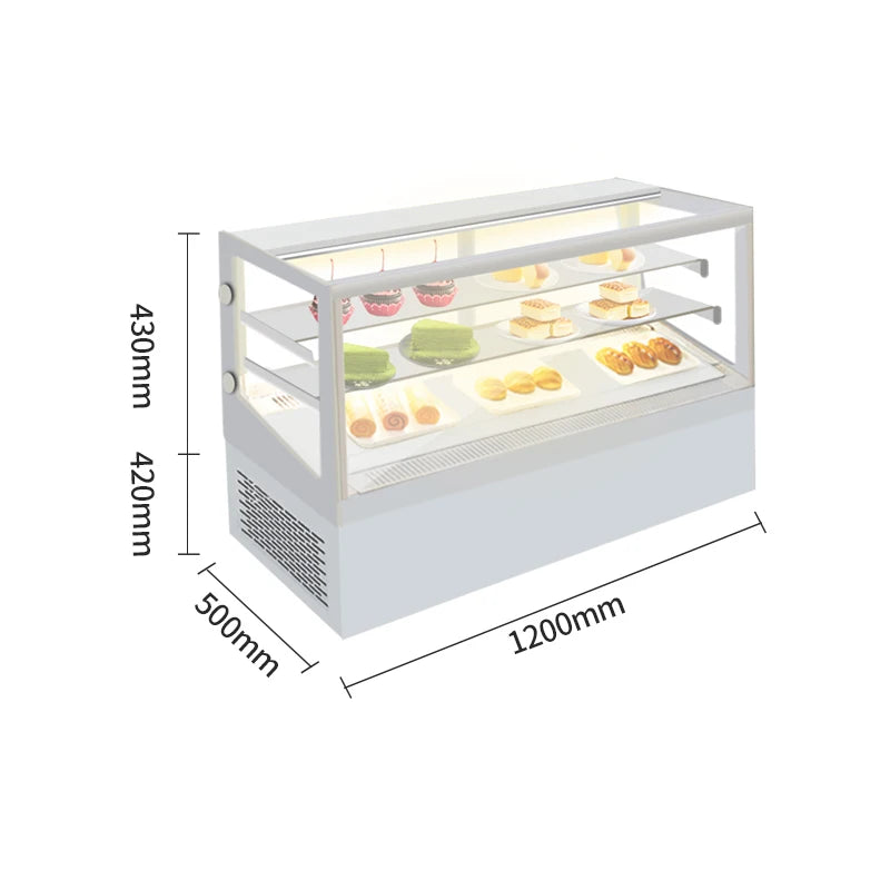 Counter-type fresh-keeping display cabinet refrigerated fruit cake sushi small refrigerated cabinet right angle arc cabinet