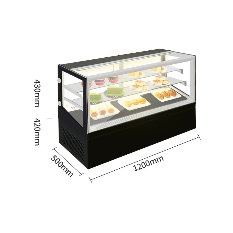 Counter-type fresh-keeping display cabinet refrigerated fruit cake sushi small refrigerated cabinet right angle arc cabinet