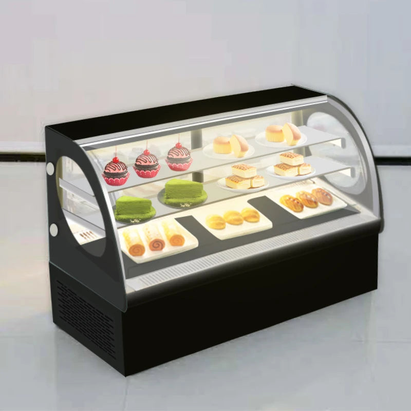 Counter-type fresh-keeping display cabinet refrigerated fruit cake sushi small refrigerated cabinet right angle arc cabinet