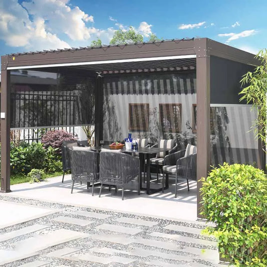 Courtyard villa outdoor sunshade pavilion electric rolling shutter aluminum alloy outdoor pavilion