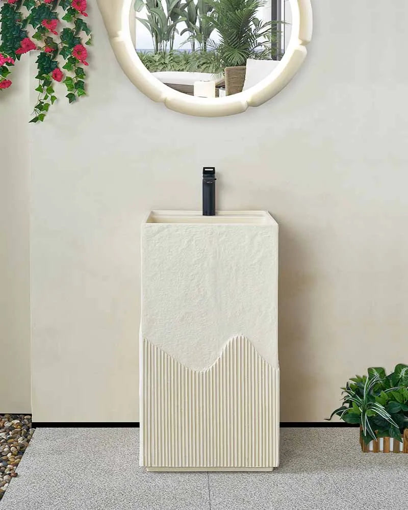 Cream style art washbasin balcony outdoor integrated floor standing washbasin courtyard column basin mop basin water pool