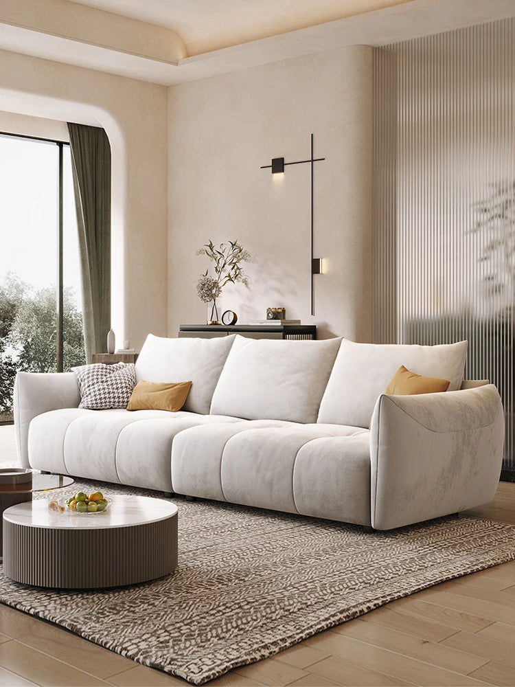 Cream style technology plush fabric sofa, Italian minimalist small unit sofa for living room