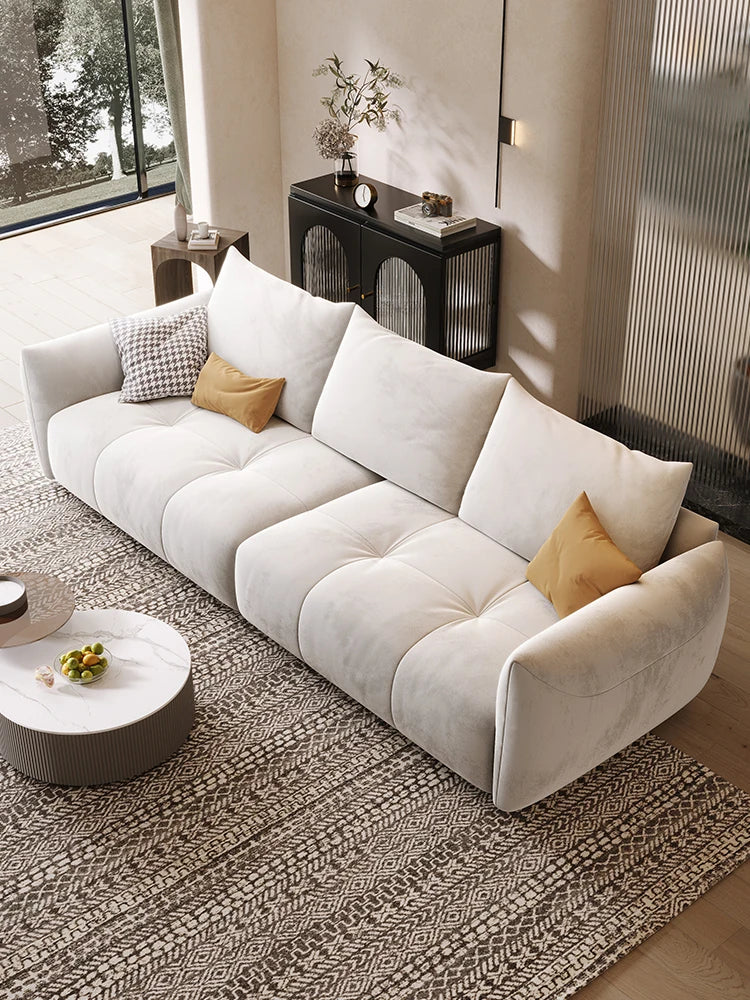 Cream style technology plush fabric sofa, Italian minimalist small unit sofa for living room