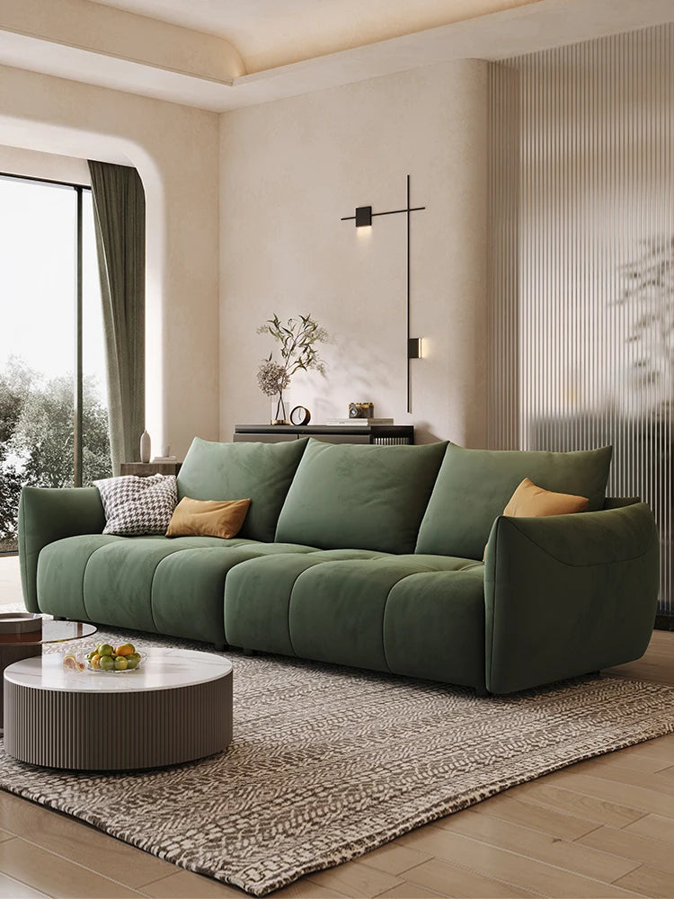 Cream style technology plush fabric sofa, Italian minimalist small unit sofa for living room