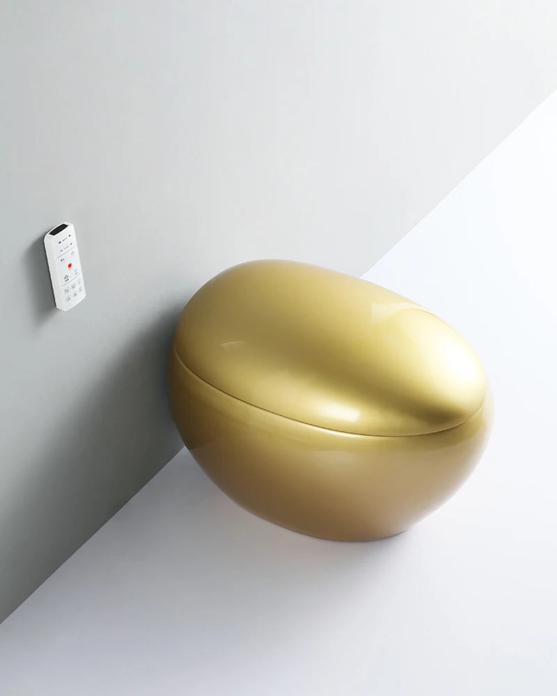 Creative European-style golden egg-shaped instant hot household toilet remote control fully automatic one-piece color smart toil