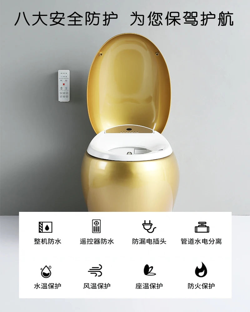 Creative European-style golden egg-shaped instant hot household toilet remote control fully automatic one-piece color smart toil