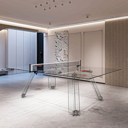 Creative Home Standard Size High-end Stainless Steel Transparent Acrylic Crystal Glass Table Tennis Table