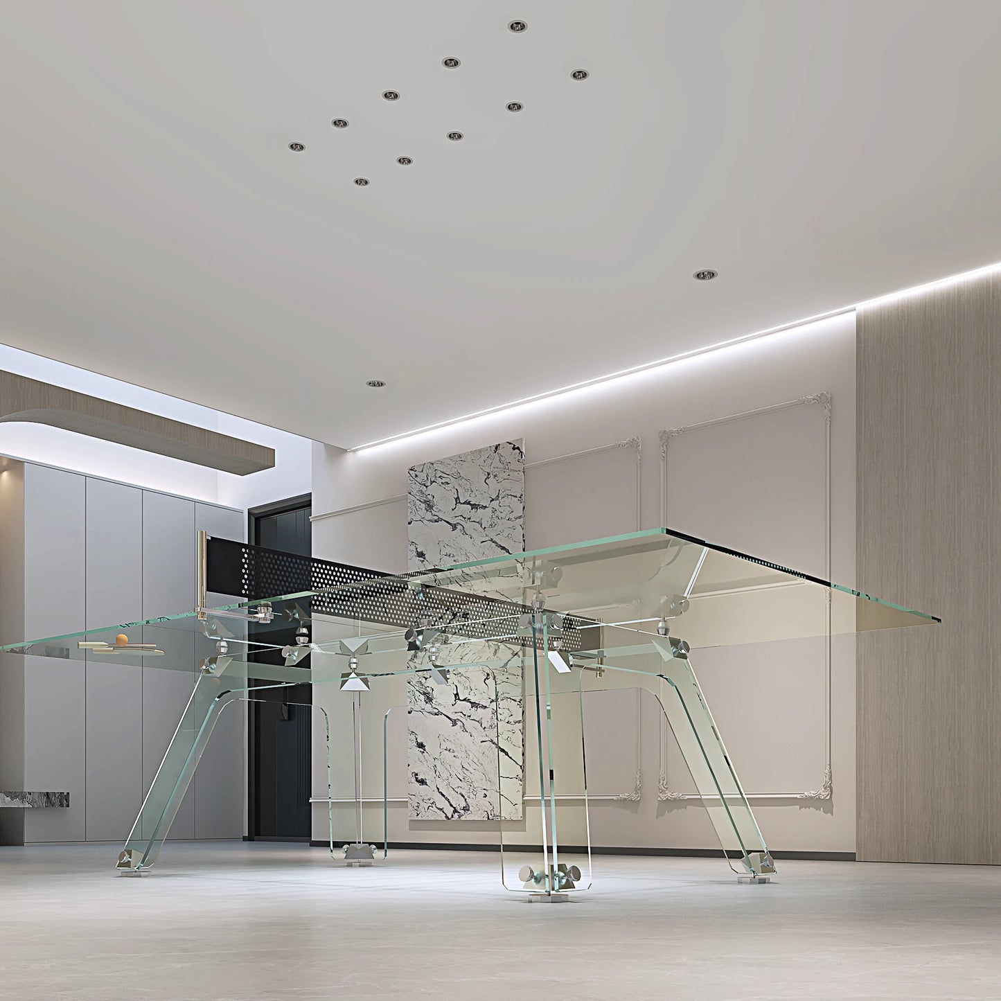 Creative Home Standard Size High-end Stainless Steel Transparent Acrylic Crystal Glass Table Tennis Table