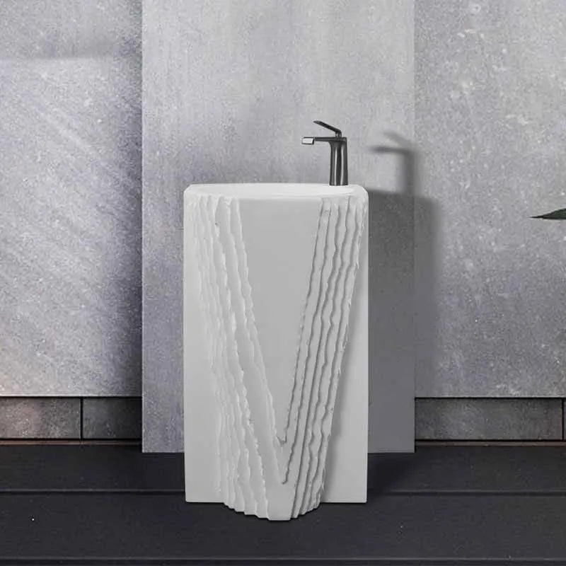 Creative column washbasin outdoor courtyard imitation stone shaped integrated vertical floor standing washbasin
