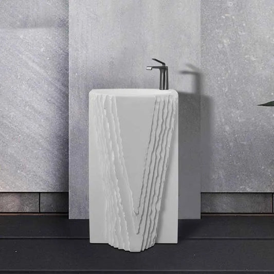 Creative column washbasin outdoor courtyard imitation stone shaped integrated vertical floor standing washbasin
