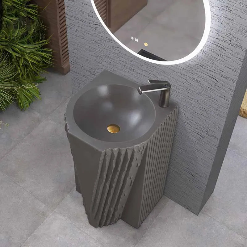 Creative column washbasin outdoor courtyard imitation stone shaped integrated vertical floor standing washbasin