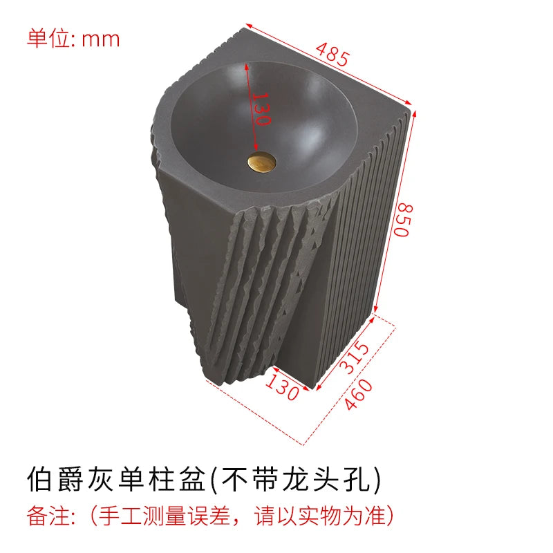Creative column washbasin outdoor courtyard imitation stone shaped integrated vertical floor standing washbasin