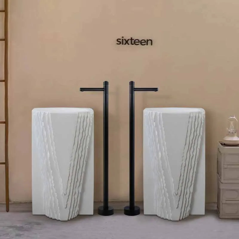 Creative column washbasin outdoor courtyard imitation stone shaped integrated vertical floor standing washbasin