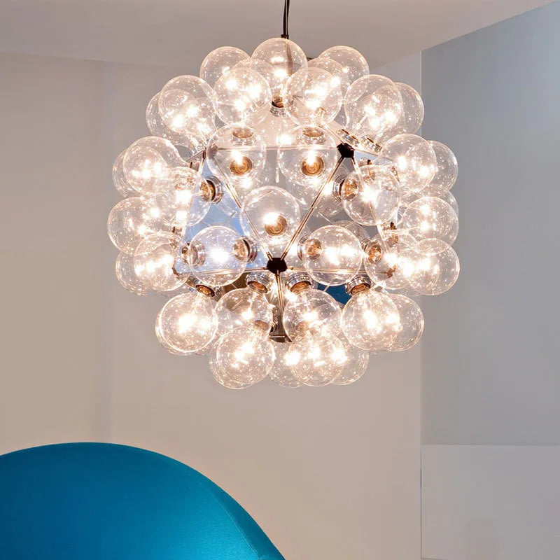 Creative glass ball dandelion staircase chandelier personality designer art hotel bedroom Italian villa lamp
