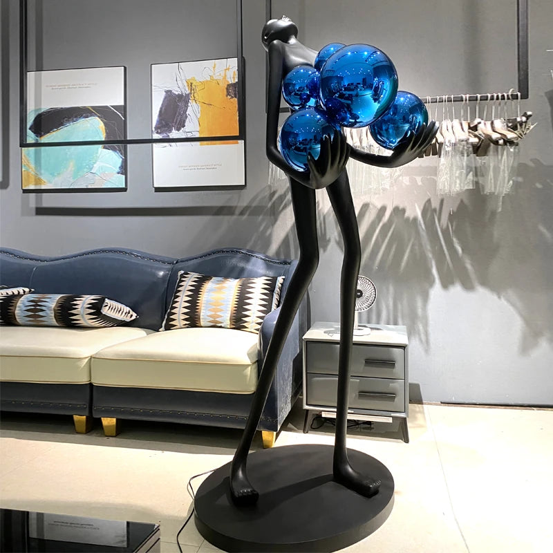 Creative humanoid art sculpture floor lamp home designer beauty shop clubhouse glass fiber reinforced plastic large character or