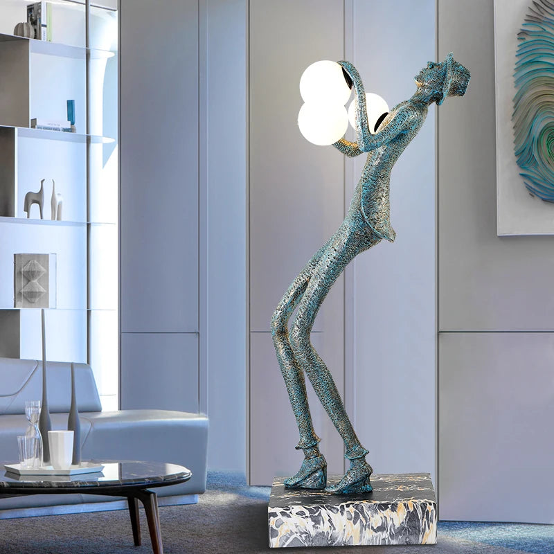 Creative humanoid art sculpture floor lamp home designer beauty shop clubhouse glass fiber reinforced plastic large character or