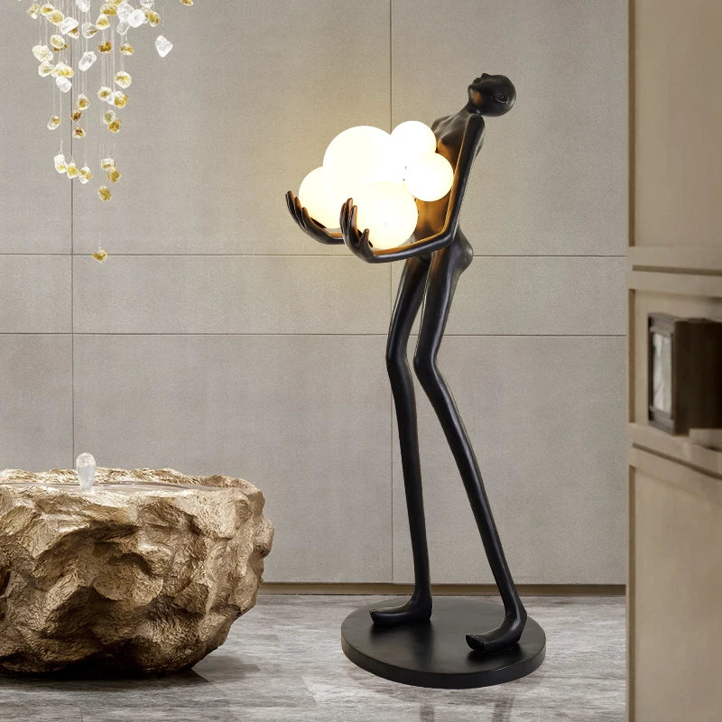 Creative humanoid art sculpture floor lamp home designer beauty shop clubhouse glass fiber reinforced plastic large character or