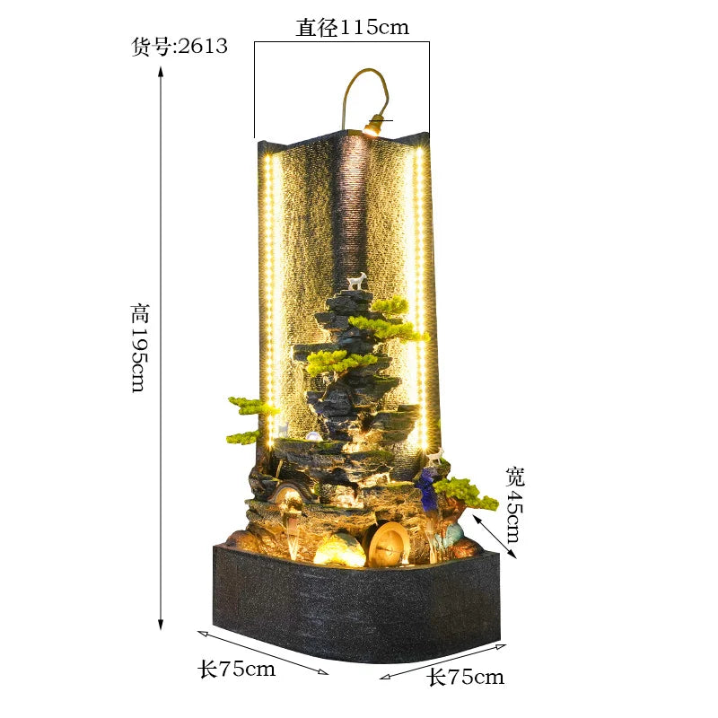 Creative large-scale right-angle rockery curtain wall floor-to-ceiling water ornament villa decoration screen triangle landscape
