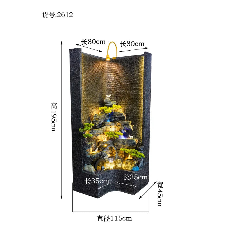 Creative large-scale right-angle rockery curtain wall floor-to-ceiling water ornament villa decoration screen triangle landscape