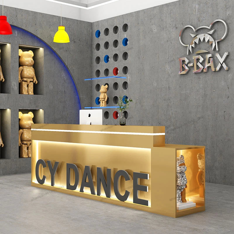 Creative minimalist hairdressing shop Stainless steel cash register Clothes shop Small bar table Hip hop room Reception counter