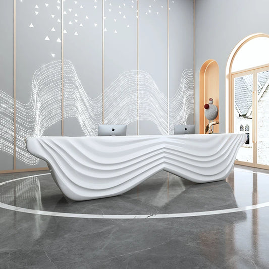 Creative shaped fiberglass modern beauty salon front desk company reception desk service desk wine reception bar customized