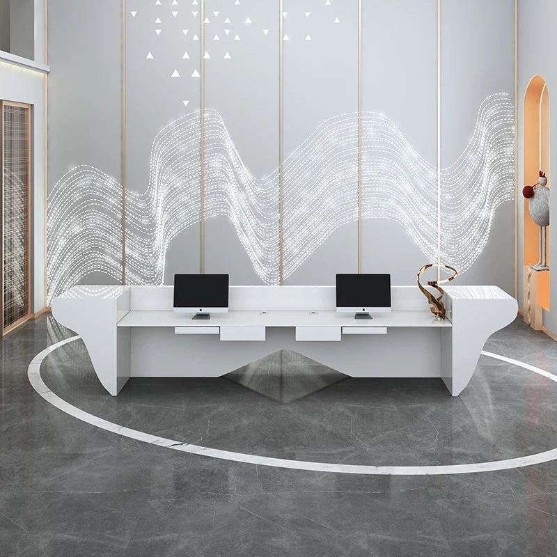 Creative shaped fiberglass modern beauty salon front desk company reception desk service desk wine reception bar customized