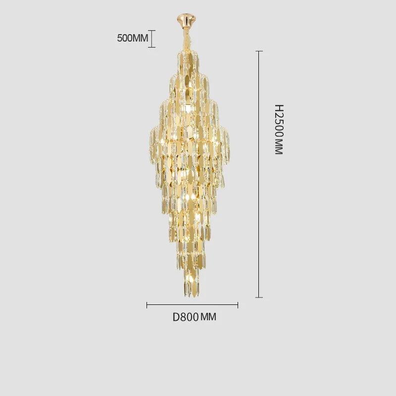 Crystal Chandelier Villa Living Room Hotel Lobby Large Fixtures Duplex Building Simple Revolving Staircase Long Hanging Lamps