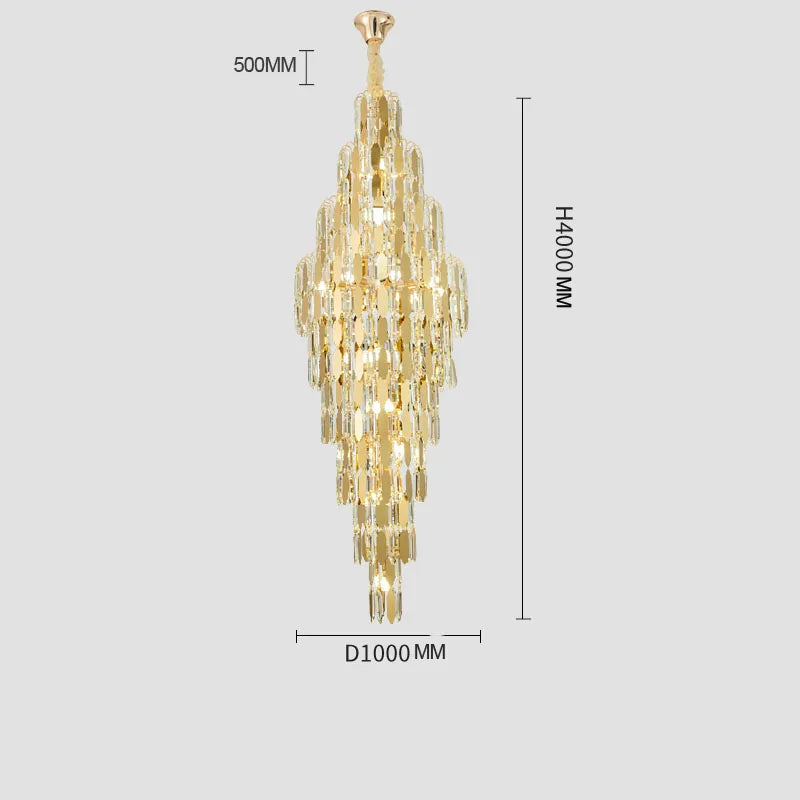 Crystal Chandelier Villa Living Room Hotel Lobby Large Fixtures Duplex Building Simple Revolving Staircase Long Hanging Lamps