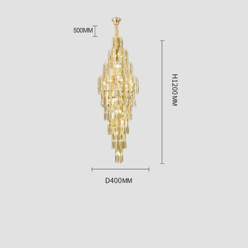 Crystal Chandelier Villa Living Room Hotel Lobby Large Fixtures Duplex Building Simple Revolving Staircase Long Hanging Lamps