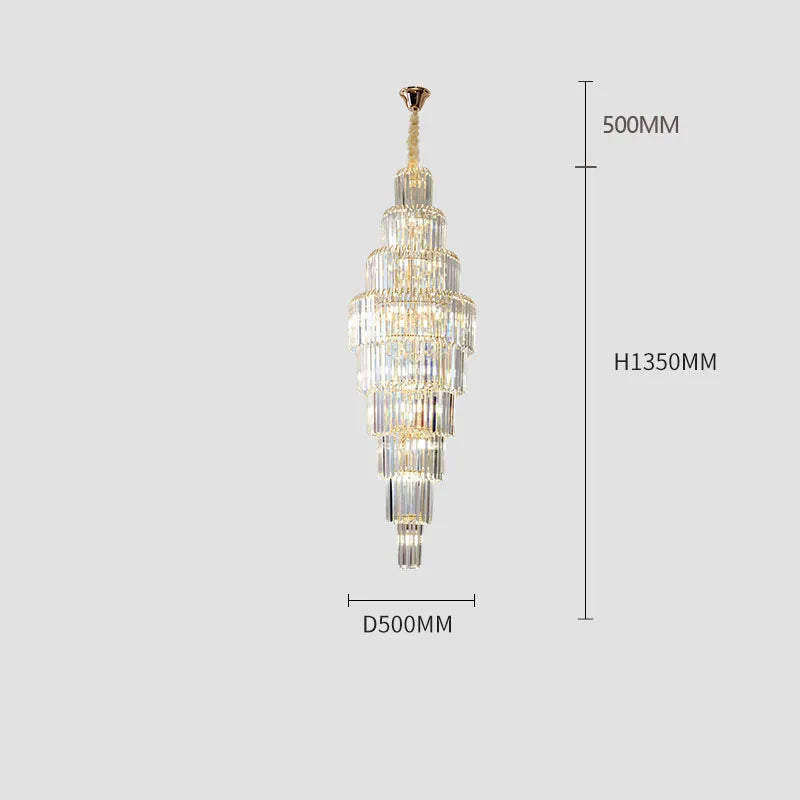 Crystal Chandelier Villa Living Room Hotel Lobby Large Fixtures Duplex Building Simple Revolving Staircase Long Hanging Lamps