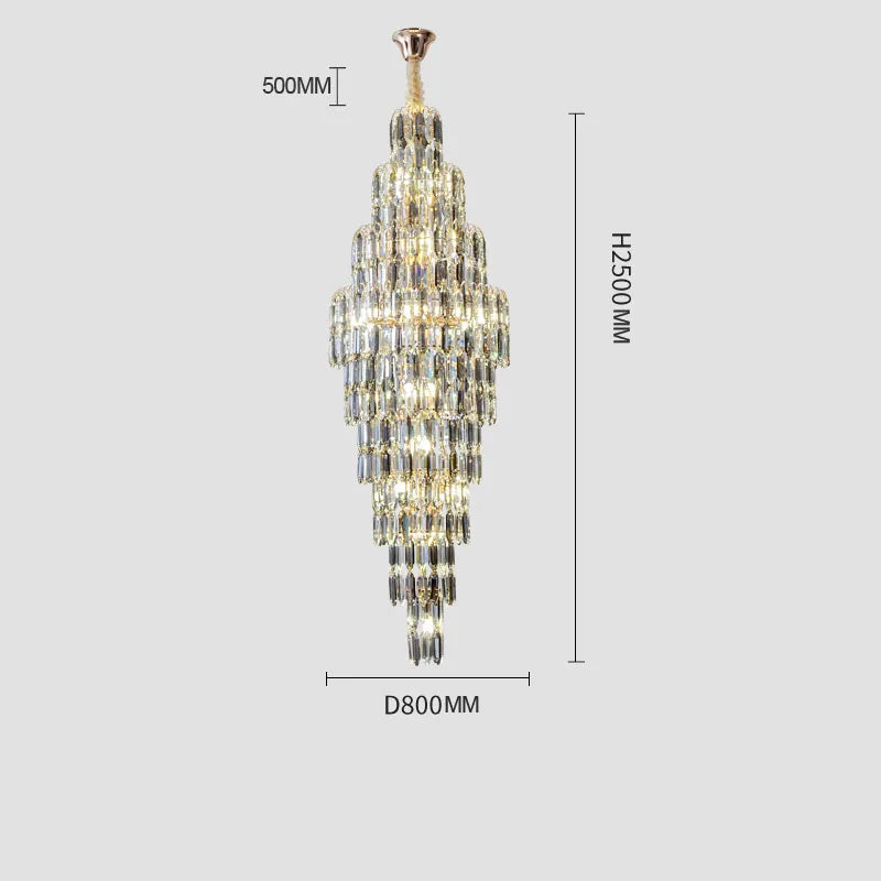 Crystal Chandelier Villa Living Room Hotel Lobby Large Fixtures Duplex Building Simple Revolving Staircase Long Hanging Lamps