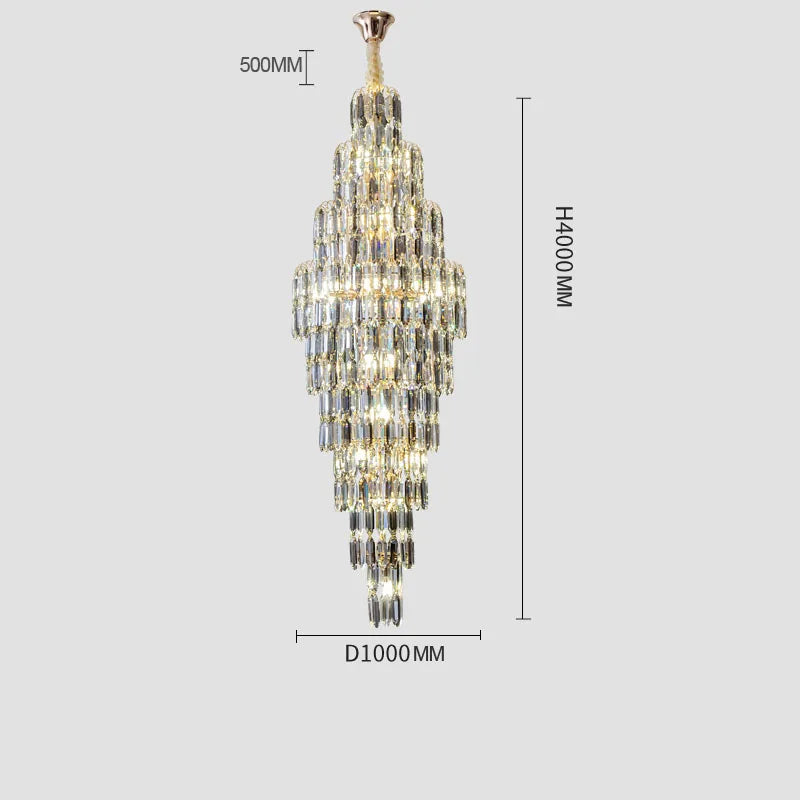 Crystal Chandelier Villa Living Room Hotel Lobby Large Fixtures Duplex Building Simple Revolving Staircase Long Hanging Lamps