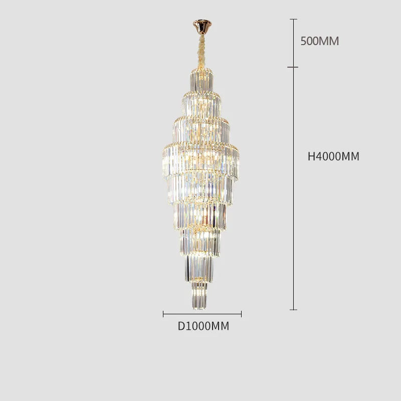Crystal Chandelier Villa Living Room Hotel Lobby Large Fixtures Duplex Building Simple Revolving Staircase Long Hanging Lamps