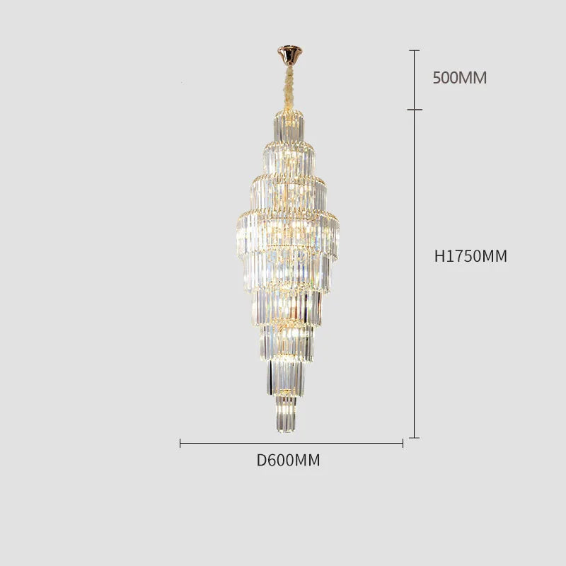 Crystal Chandelier Villa Living Room Hotel Lobby Large Fixtures Duplex Building Simple Revolving Staircase Long Hanging Lamps
