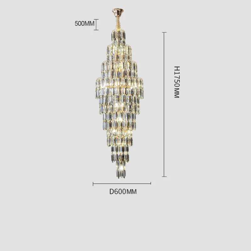 Crystal Chandelier Villa Living Room Hotel Lobby Large Fixtures Duplex Building Simple Revolving Staircase Long Hanging Lamps
