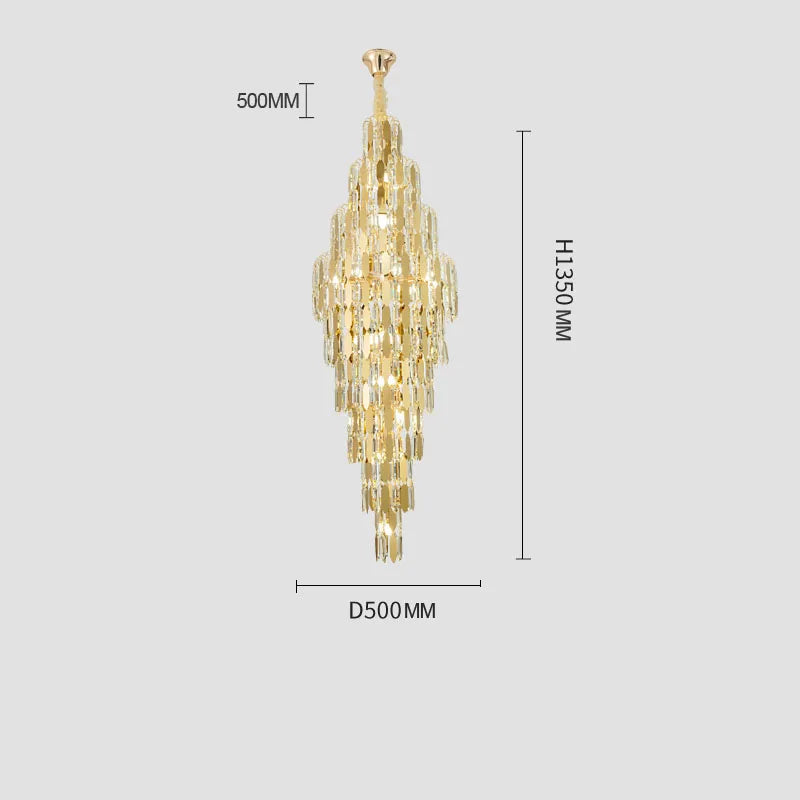Crystal Chandelier Villa Living Room Hotel Lobby Large Fixtures Duplex Building Simple Revolving Staircase Long Hanging Lamps