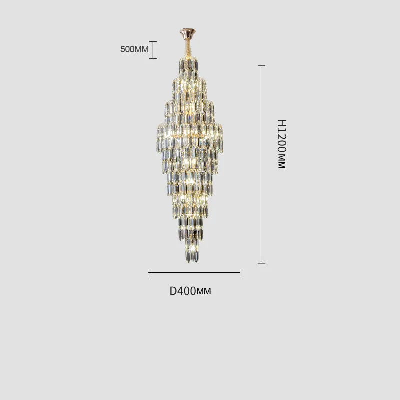 Crystal Chandelier Villa Living Room Hotel Lobby Large Fixtures Duplex Building Simple Revolving Staircase Long Hanging Lamps