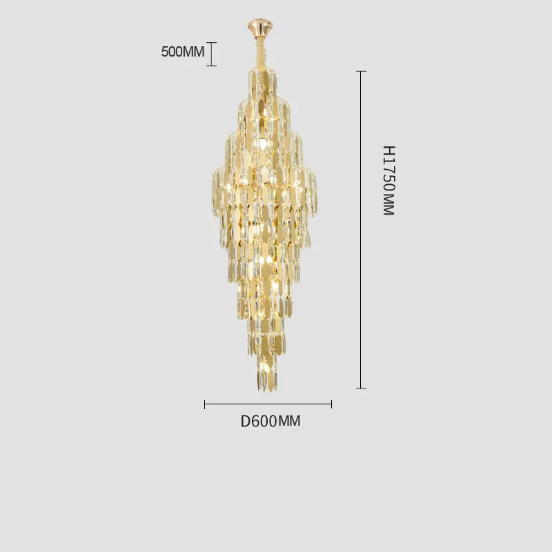 Crystal Chandelier Villa Living Room Hotel Lobby Large Fixtures Duplex Building Simple Revolving Staircase Long Hanging Lamps