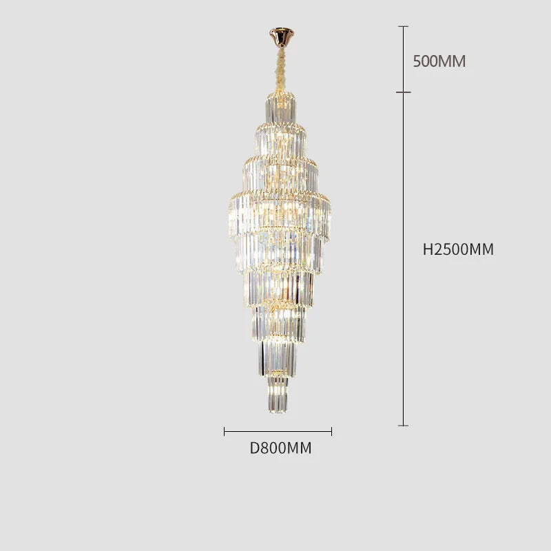 Crystal Chandelier Villa Living Room Hotel Lobby Large Fixtures Duplex Building Simple Revolving Staircase Long Hanging Lamps
