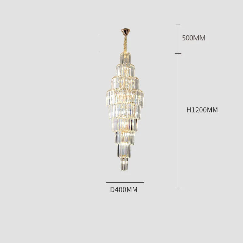 Crystal Chandelier Villa Living Room Hotel Lobby Large Fixtures Duplex Building Simple Revolving Staircase Long Hanging Lamps