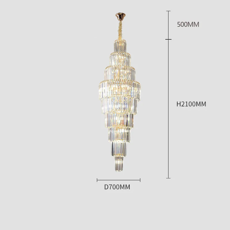 Crystal Chandelier Villa Living Room Hotel Lobby Large Fixtures Duplex Building Simple Revolving Staircase Long Hanging Lamps