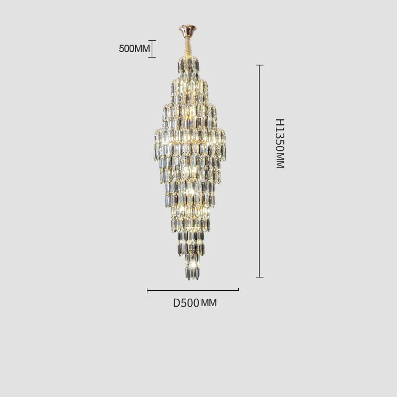 Crystal Chandelier Villa Living Room Hotel Lobby Large Fixtures Duplex Building Simple Revolving Staircase Long Hanging Lamps