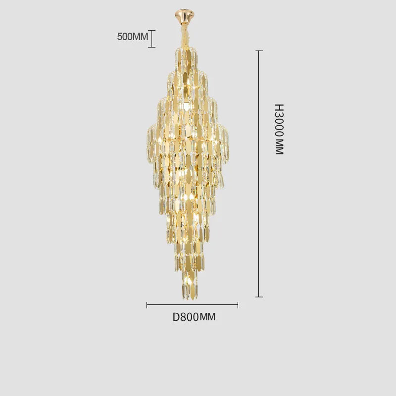 Crystal Chandelier Villa Living Room Hotel Lobby Large Fixtures Duplex Building Simple Revolving Staircase Long Hanging Lamps