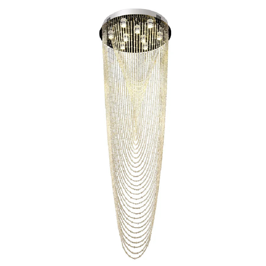 Crystal Pendant Large Long Chandelier Modern Personalized Staircase Villa Compound Staircase Bead Curtain Lamp
