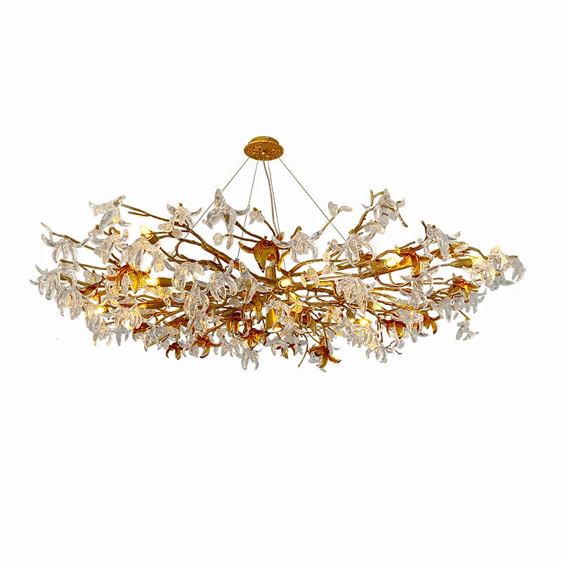 Crystal living room lamp post-modern all copper light luxury chandelier upscale villa round bedroom dining room teahouse lamp