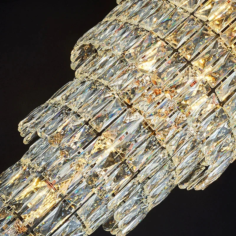 Crystal staircase chandelier simple penthouse living room light luxury villa duplex hall crystal chandelier