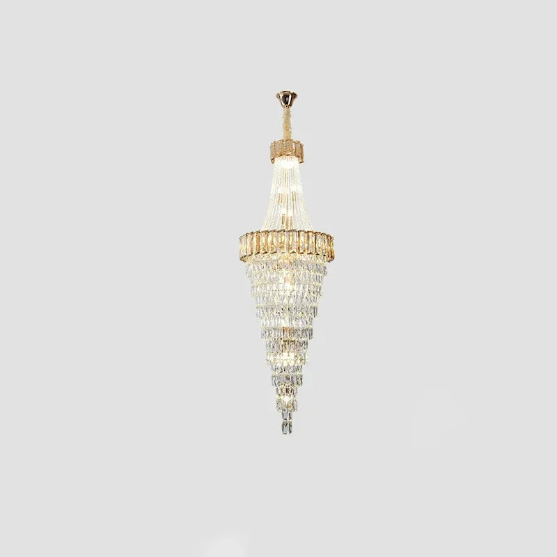 Crystal staircase chandelier simple penthouse living room light luxury villa duplex hall crystal chandelier